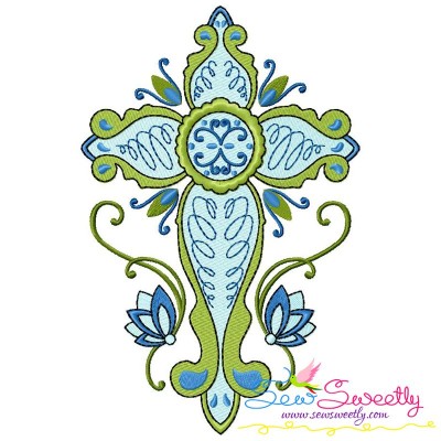 Floral Cross-10 Machine Embroidery Design Pattern-1