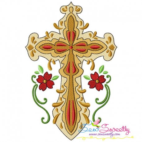 Floral Cross-9 Machine Embroidery Design Pattern