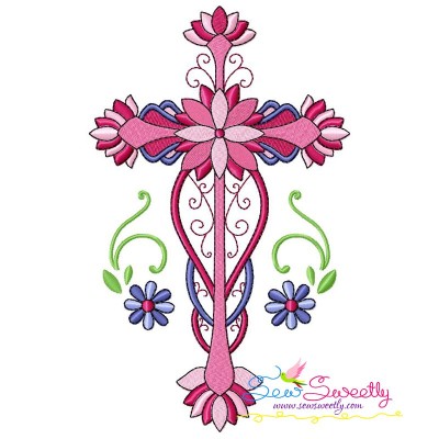 Floral Cross-6 Machine Embroidery Design Pattern-1