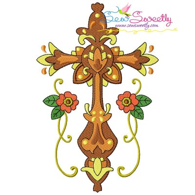 Floral Cross-7 Machine Embroidery Design Pattern-1