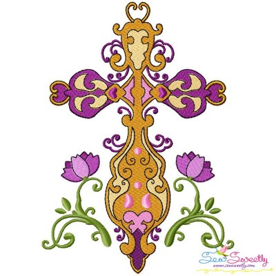 Floral Cross-5 Machine Embroidery Design Pattern-1