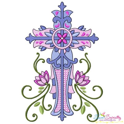 Floral Cross-2 Machine Embroidery Design Pattern-1