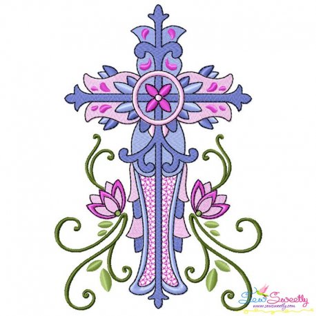 Floral Cross-2 Machine Embroidery Design Pattern-1
