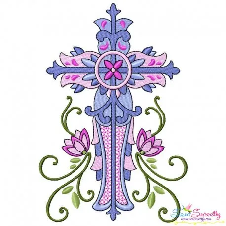 Floral Cross-2 Machine Embroidery Design Pattern-1