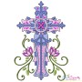 Floral Cross-2 Machine Embroidery Design Pattern-1
