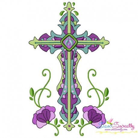 Floral Cross-3 Machine Embroidery Design Pattern