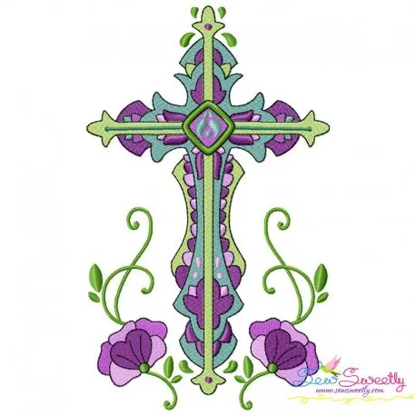 Floral Cross-3 Machine Embroidery Design Pattern