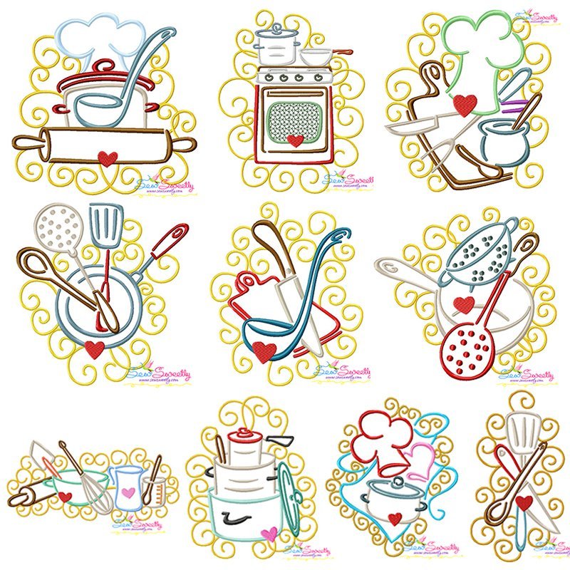 Kitchen Utensils Machine Embroidery Designs - Easy, Sweet Stitch Design