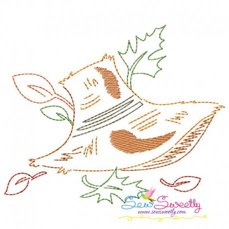 Fall Hat Bean/Vintage Stitch Machine Embroidery Design Pattern