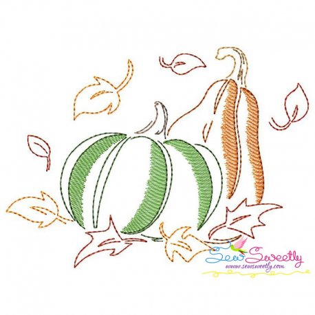 Fall Pumpkins Bean Stitch Embroidery Design Pattern-1