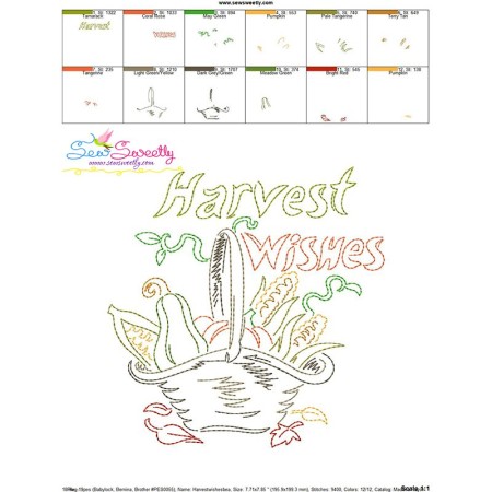 Harvest Wishes Bean/Vintage Stitch Machine Embroidery Design Pattern