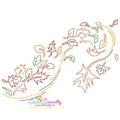 Fall Leaves Bean/Vintage Stitch Machine Embroidery Design Pattern-1