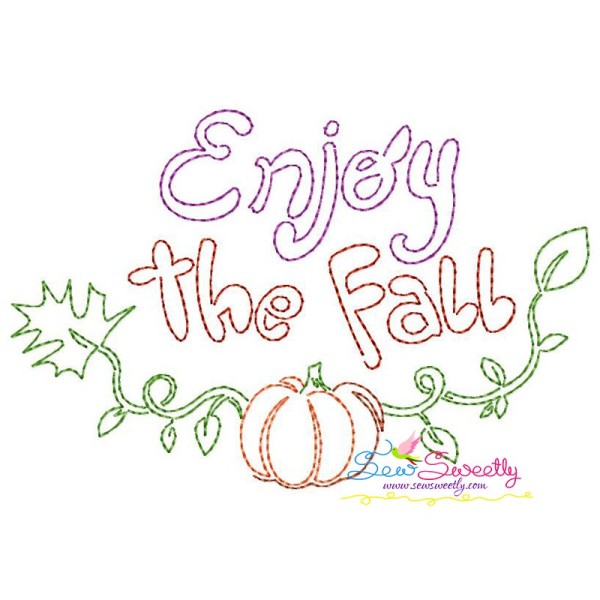 Enjoy The Fall Vintage Stitch Embroidery Design Pattern-1