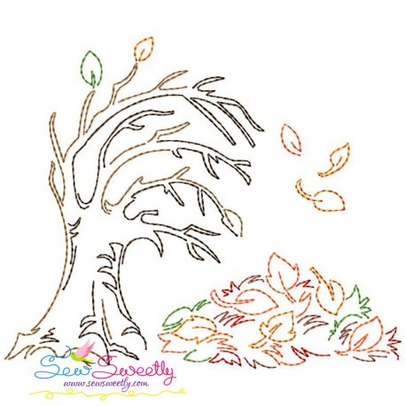 Falling Leaves Bean/Vintage Stitch Embroidery Design Pattern