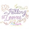 Free Falling Leaves Vintage Stitch Lettering Embroidery Design- 1
