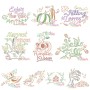 Fall/Autumn Bean/Vintage Stitch Embroidery Design Bundle-1