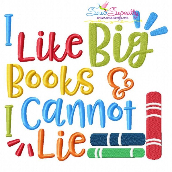 I Like Big Books Machine Embroidery Design Pattern-1