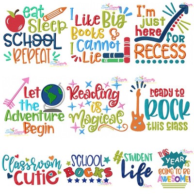 Back To School Lettering Machine Embroidery Design Pattern Bundle-1