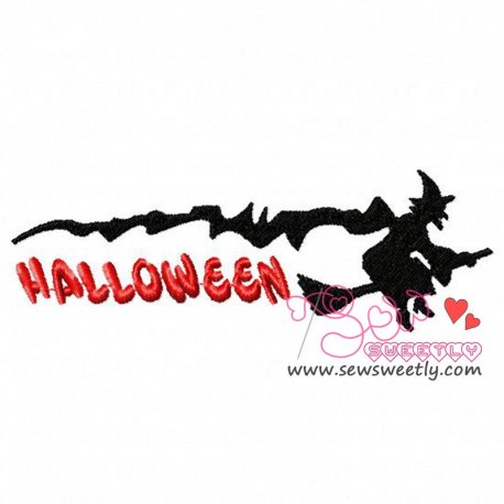 Halloween Witch Embroidery Design- 1