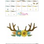 Antlers With Flowers Machine Embroidery Design Pattern-3