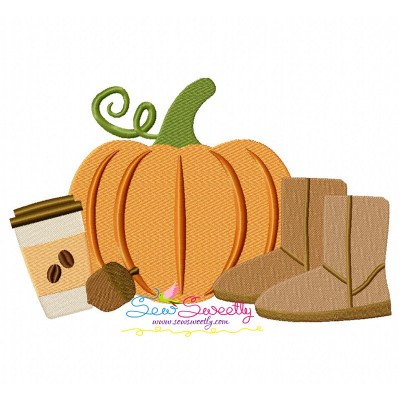 Pumpkin Boots Coffee Embroidery Design Pattern-1