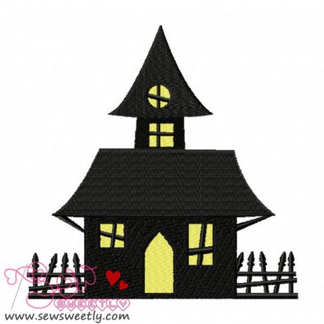 Haunted House Embroidery Design Pattern-1