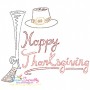 Color Work Happy Thanksgiving Bean/Vintage Stitch Machine Embroidery Design Pattern-1