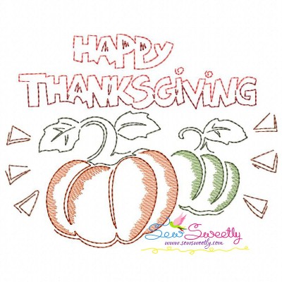 Happy Thanksgiving Pumpkins Vintage Stitch Embroidery Design- 1