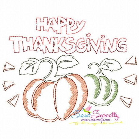Happy Thanksgiving Pumpkins Vintage Stitch Embroidery Design Pattern
