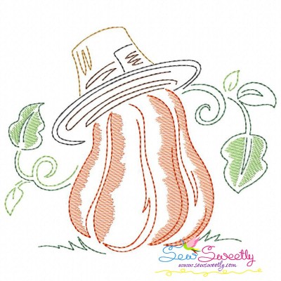 Color Work Pumpkin With Hat Embroidery Design Pattern-1