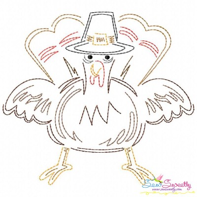 Color Work Thanksgiving Turkey Vintage Stitch Embroidery Design- 1