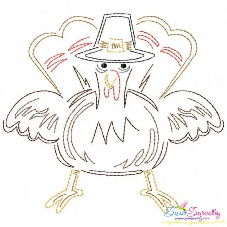 Color Work Thanksgiving Turkey Vintage Stitch Embroidery Design Pattern-1