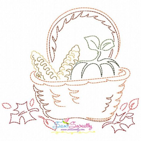 Color Work Thanksgiving Basket Embroidery Design