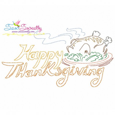 Color Work Happy Thanksgiving-2 Bean/Vintage Stitch Embroidery Design- 1