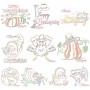 Color Work Thanksgiving Bean/Vintage Stitch Machine Embroidery Design Bundle-1
