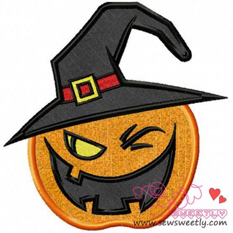 Witchy Pumpkin Applique Design- 1