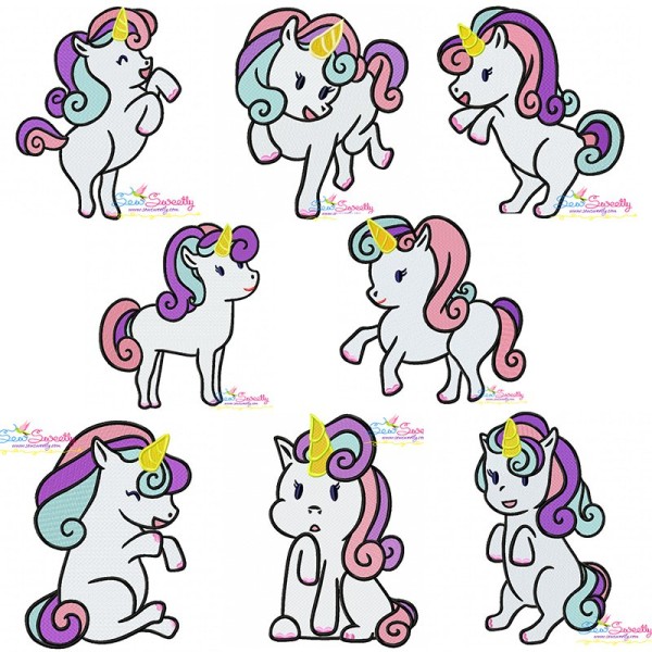 Baby Unicorns Machine Embroidery Design Bundle-1