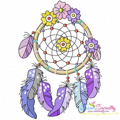 Floral Dream Catcher-10 Machine Embroidery Design Pattern