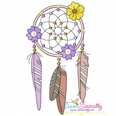 Floral Dream Catcher-4 Machine Embroidery Design Pattern