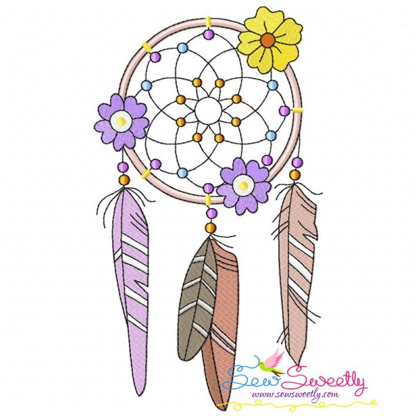 Floral Dream Catcher-4 Machine Embroidery Design Pattern-1