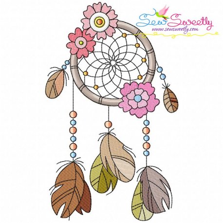 Floral Dream Catcher-1 Machine Embroidery Design Pattern