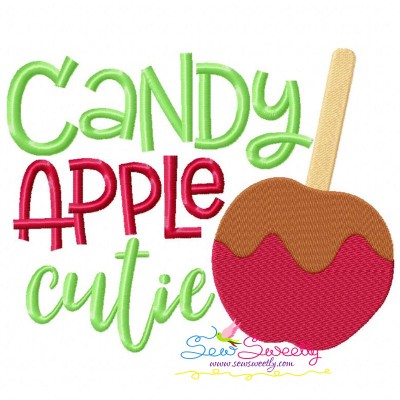 Candy Apple Cutie Lettering Embroidery Design Pattern-1