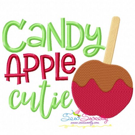 Candy Apple Cutie Lettering Embroidery Design Pattern