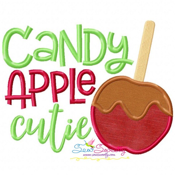 Candy Apple Cutie Lettering Applique Design Pattern-1