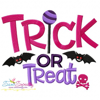 Trick or Treat-3 Lettering Machine Embroidery Design Pattern-1