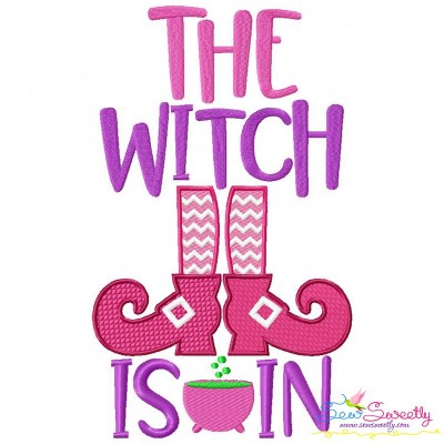 The Witch Is In Halloween Lettering Embroidery Design Pattern-1