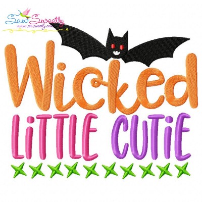 Wicked Little Cutie Halloween Lettering Embroidery Design Pattern-1