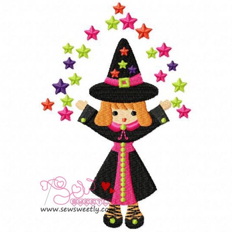 Cute Halloween Witch-2 Embroidery Design Pattern-1