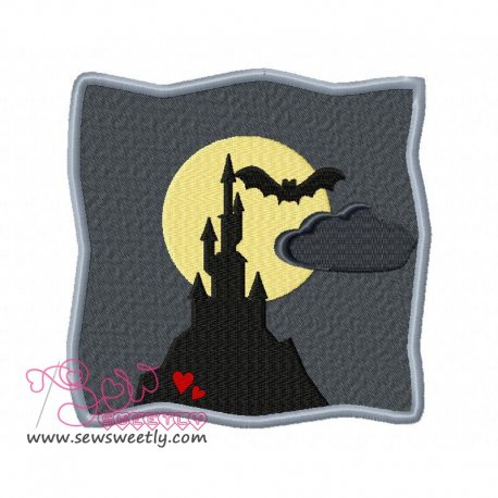 Spooky Castle Embroidery Design Pattern-1