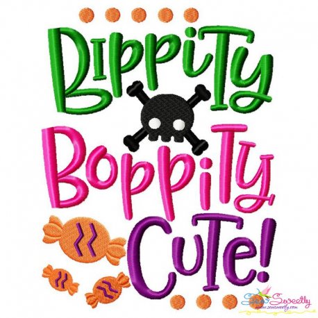 Bippity Bopppity Cute Halloween Lettering Embroidery Design Pattern-1